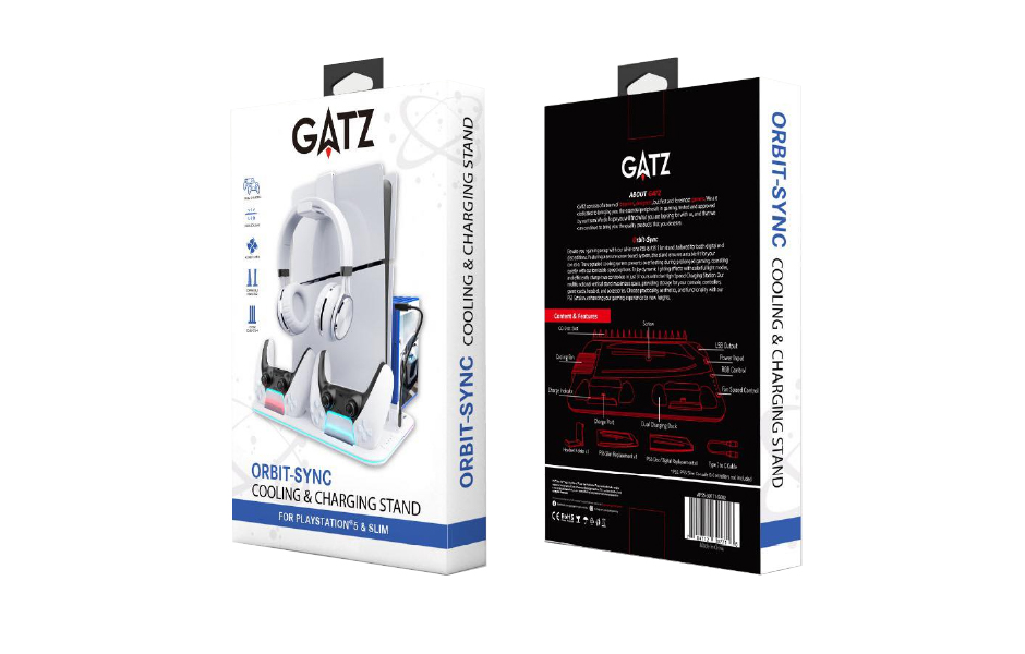 GATZ Orbit-Sync Cooling & Charging Stand - White (PS5/PS5 Slim) 